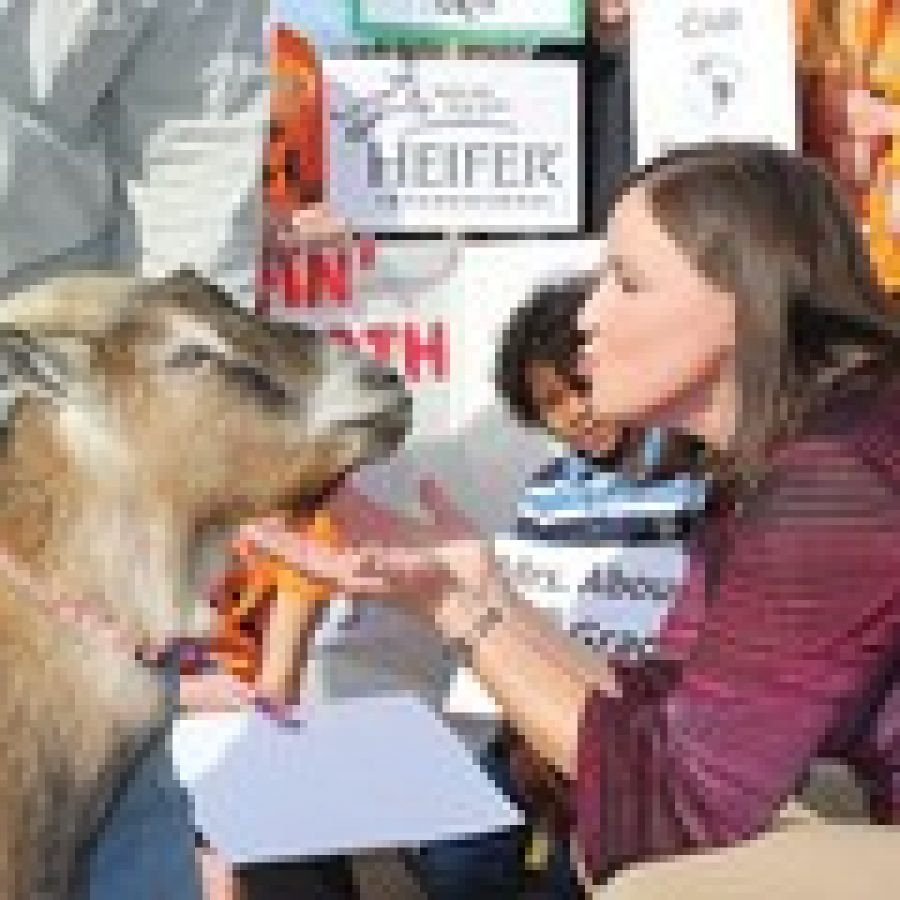 A promise is a promise at Margaret Buerkle Middle School, so administrators and teachers got up close and personal with a goat last week. If students reached their fundraising goal for Heifer International, Buerkle administrators and teachers agreed to kiss a goat. Students exceeded their fundraising goal, and Buerkle staffers kept their promise, including Assistant Principal Michelle Wood, above.  