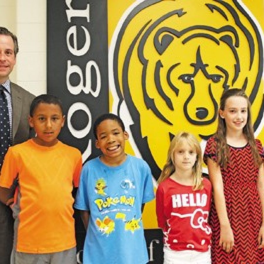 Pictured with Principal Patrick Keenoy, from left, are the Terrific Kids of the Month: Tre Allison, Romello Young, Isabelle Ulozas, Bryn Lupo and Lauren Manning.