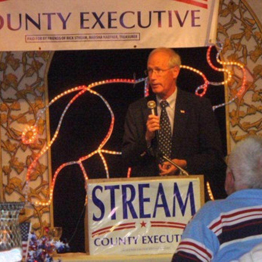 Rick Stream speaks at a past rally in Oakville. 