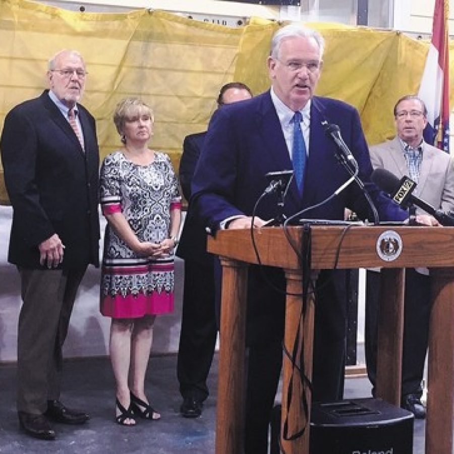 Surrounded by union and state officials, Gov. Jay Nixon visited the Nelson Mulligan Carpenters Training Facility in Affton last week to announce a decrease in workers compensation costs for the second year in a row. Crediting training programs by unions for the decrease in workplace injuries that led to the decrease in costs, Nixon said Missouri is leading its surrounding states in safety gains.
