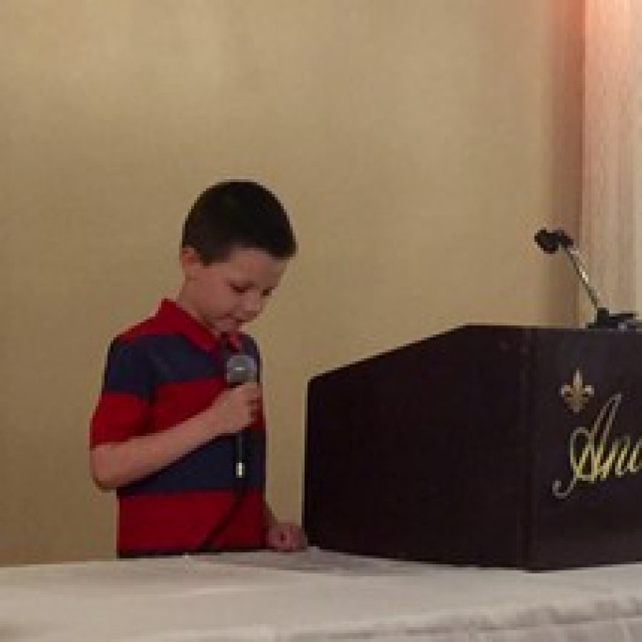 Point Elementary second-grader Dylan Lohrke, 7, was such a hit when he spoke at a school board meeting March 25 that organizers of last weeks Andres event invited him to speak again.