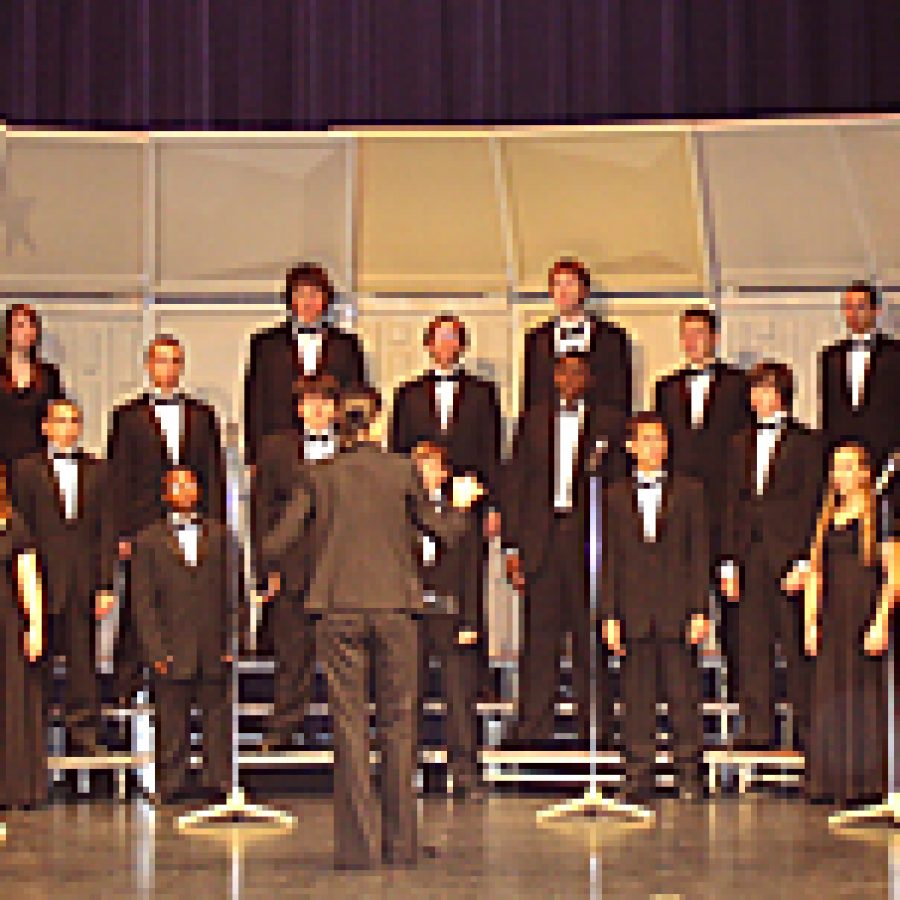 Lindbergh High Schools A Cappella Choir performs a patriotic song to help raise \$5,451 for BackStoppers during the districts annual BackStoppers concert last week.