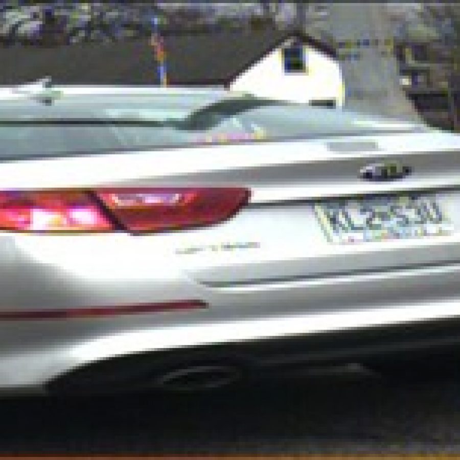 A Lemay man charged in the death of his two roommates could be driving this silver 2014 Kia Optima, Missouri license plate KL2-S3U, which has a Dallas Cowboys star sticker on the gas tank cover.
