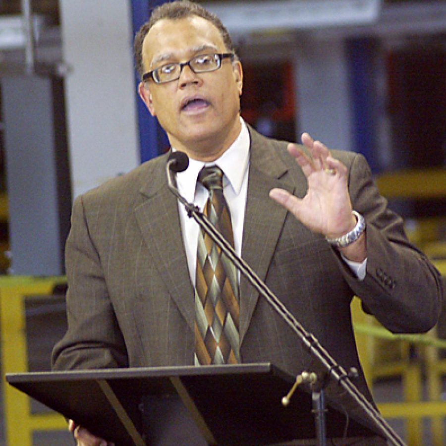 Ed Montgomery, President Barack Obamas car czar, and St. Louis County Executive Charlie Dooley below were among the speakers who gathered last week at the former Chrysler south assembly plant in Fenton to announce a new, \$2.1 million effort to ready the site — currently for sale by a bankruptcy court at an undisclosed price — for potential buyers. Dooley said, Its about recovering what was lost. Weve got everybody on the same page to make a difference. Bill Milligan photos