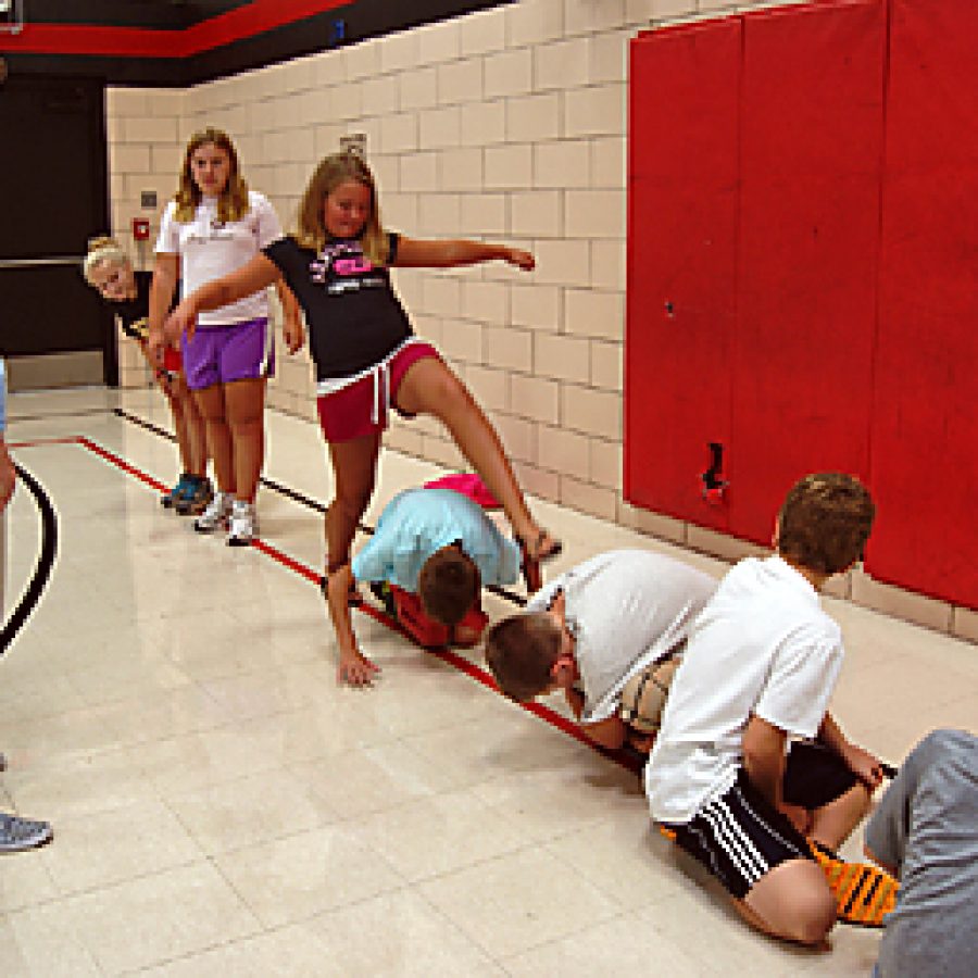 Oakville Middle School students participate in teambuilding activities during the schools Character Cruise on Aug. 19. The Character Cruise instructed students on the behavior expectations necessary during the school day.