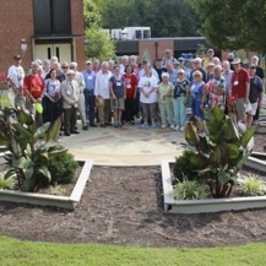 Forty-nine members of the North American Sundial Association recently visited the Nancy L. Ferguson Sundial Garden at Long Elementary School.