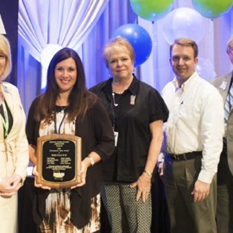 Missouri School Boards Association Executive Director Melissa Randol, left, presents the MSBA 2017 Governance Team Award to, from left, Mehlville Board of Education President Samantha Stormer, Vice President Jean Pretto and members Kevin Schartner and Larry Felton. The Mehlville school board also was presented with the 2017 MSBA Outstanding Board of Education Award in School Finance Resources.