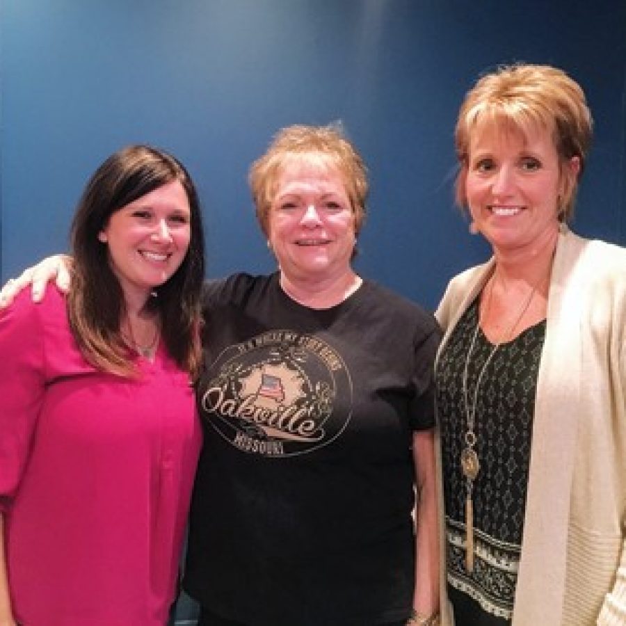 Mehlville Board of Education President Samantha Stormer, left, board Vice President Jean Pretto, center, and Peggy Hassler celebrate their election victories April 4. Three seats were up for election on the Mehlville school board. Gloria Lloyd photo.