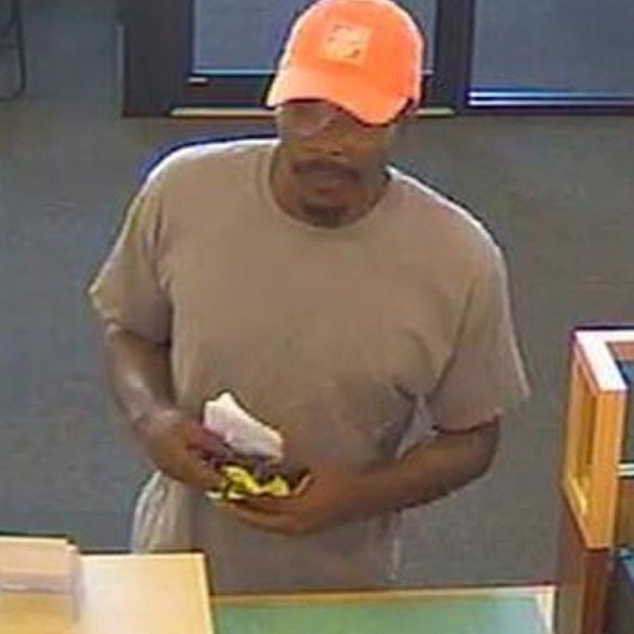 Anyone with any information about this suspect in the robbery of PNC Bank in Crestwood is asked to call the Crestwood Police Department at 314 729-4800.