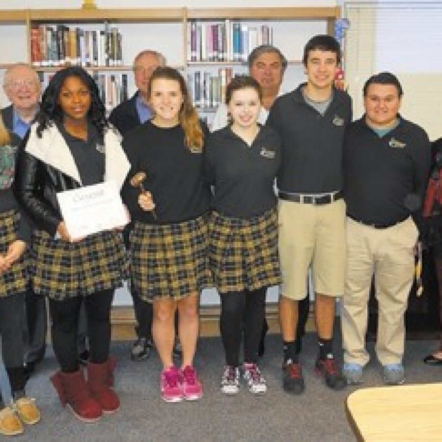 Pictured, front row, from left, are: Bethany Pitman, Jennifer Daniels, Cecelia Johnson, Catherine Hopkins, Megan Weltmer, Hayden Rosenthal, Tim Wilkerson, Deborah Weltmer and Kristin Wolter.

Gravois Kiwanis Club members, back row, from left, are: Kenneth Bennett, Jim Crooks and Jim Fritz.