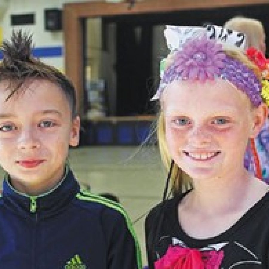 Point Elementary School students, including Jack Kaltenbach and Isabelle Sapp, above, recently celebrated Red Ribbon Week by experimenting with their best hair dos and donts. Designed to promote the prevention of drug use and the well-being of youth, Red Ribbon Week employs awareness, advocacy and resources toward an anti-drug message. 