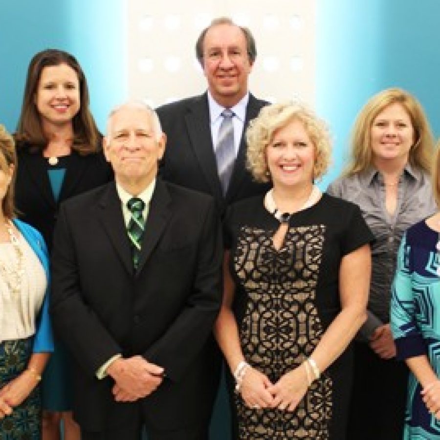 Members of the Lindbergh Board of Education, front row, from left, are: Kate Holloway, Vice President Don Bee, President Kathleen Kienstra and Secretary Karen Schuster. Back row, from left, are: Treasurer Vicki Englund, Gary Ujka and Kara Horton.