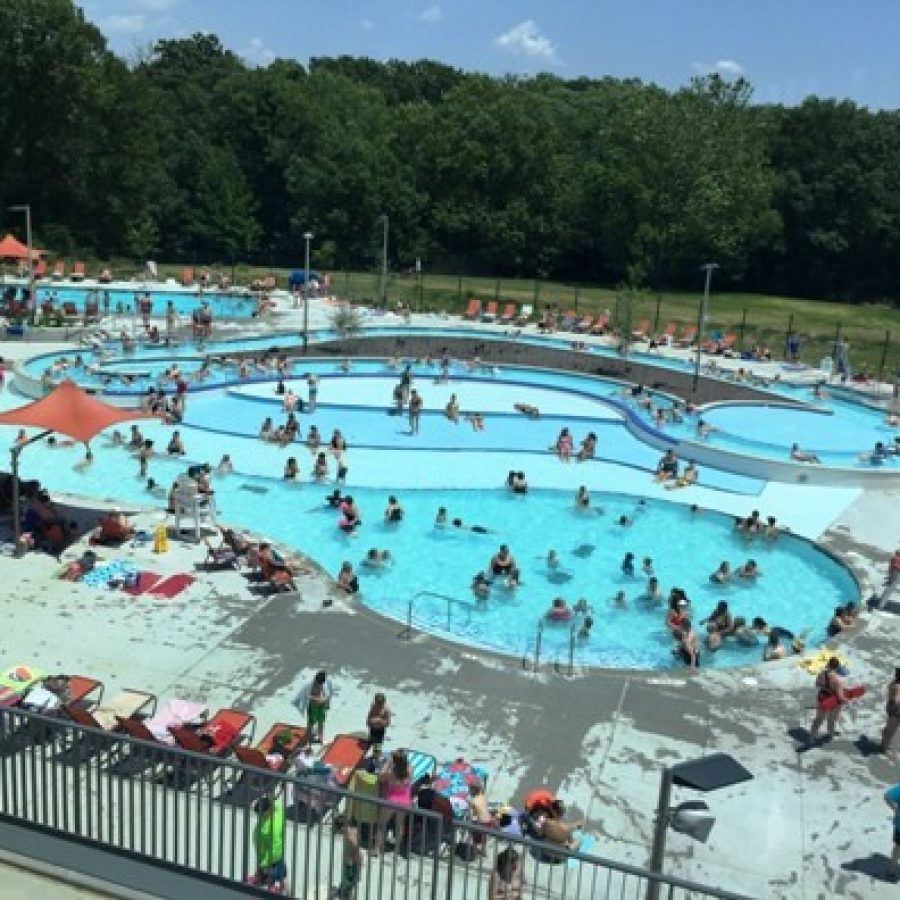 People eager to see the brand-new pools packed the Pavilion at Lemay at its opening in June 2015. On June 9, 2015, it was hard to find a parking space as the pool reached its 500-person capacity for the second time since it opened, pictured.