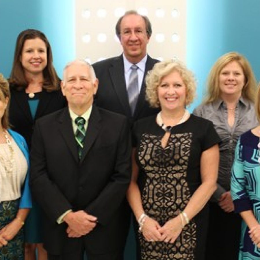 Members of the Lindbergh Board of Education, front row, from left, are: Kate Holloway, Vice President Don Bee, President Kathleen Kienstra and Secretary Karen Schuster. Back row, from left, are: Treasurer Vicki Englund, Gary Ujka and Kara Horton.