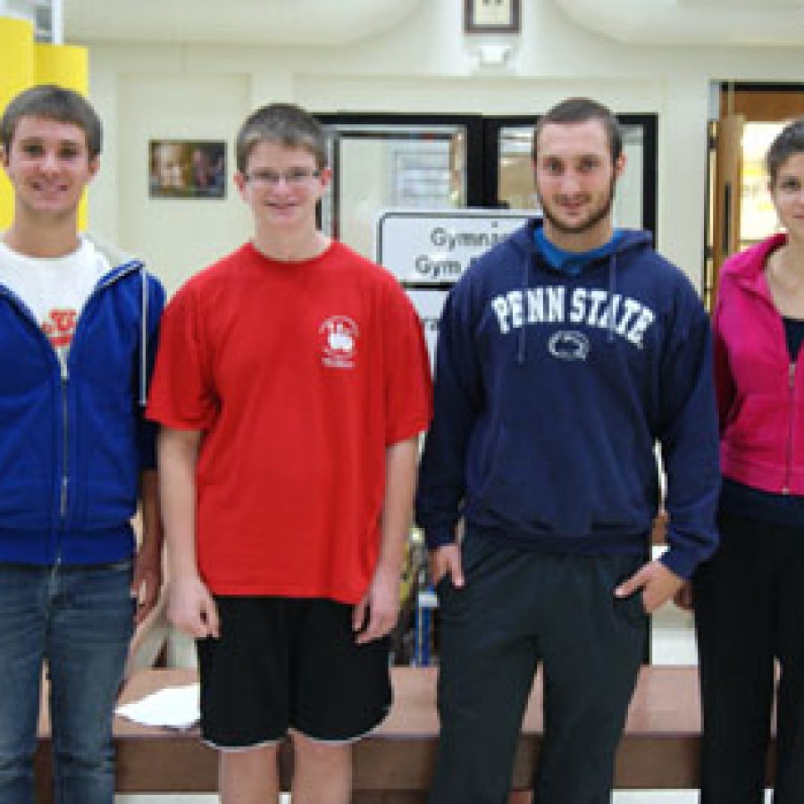 Five Mehlville School District seniors have been selected to join an elite group of high school students from across the country — finalists of the National Merit Scholarship Program. Oakville Senior High students, from left, Alex Mathews, Charles Meyer, Stephen Ream and Clarisse Caliman join Mehlville High student Nathan Quinn as five of the 15,000 students from across the country to earn this years finalist designation.