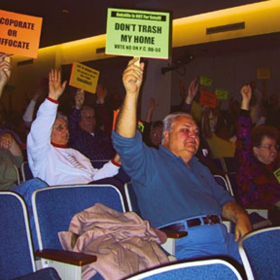 During a show of hands at the Planning Commission hearing, 131 people opposed Fred Weber Inc.s rezoning request, while 39 people supported it.
Alyson E. Raletz photo
 