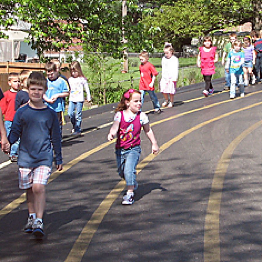 Bierbaum Elementary students and staff participated in a Fun Walk/Run at the school on April 29, where they raised \$2,300 to benefit the earthquake and tsunami victims in Japan.