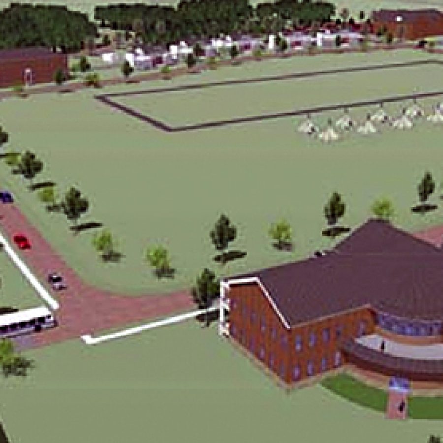 The Jefferson Barracks master plan calls for a new \museum district\ with, among other features, an interpretive center foreground and a Ulysses S. Grant presidential library and museum.