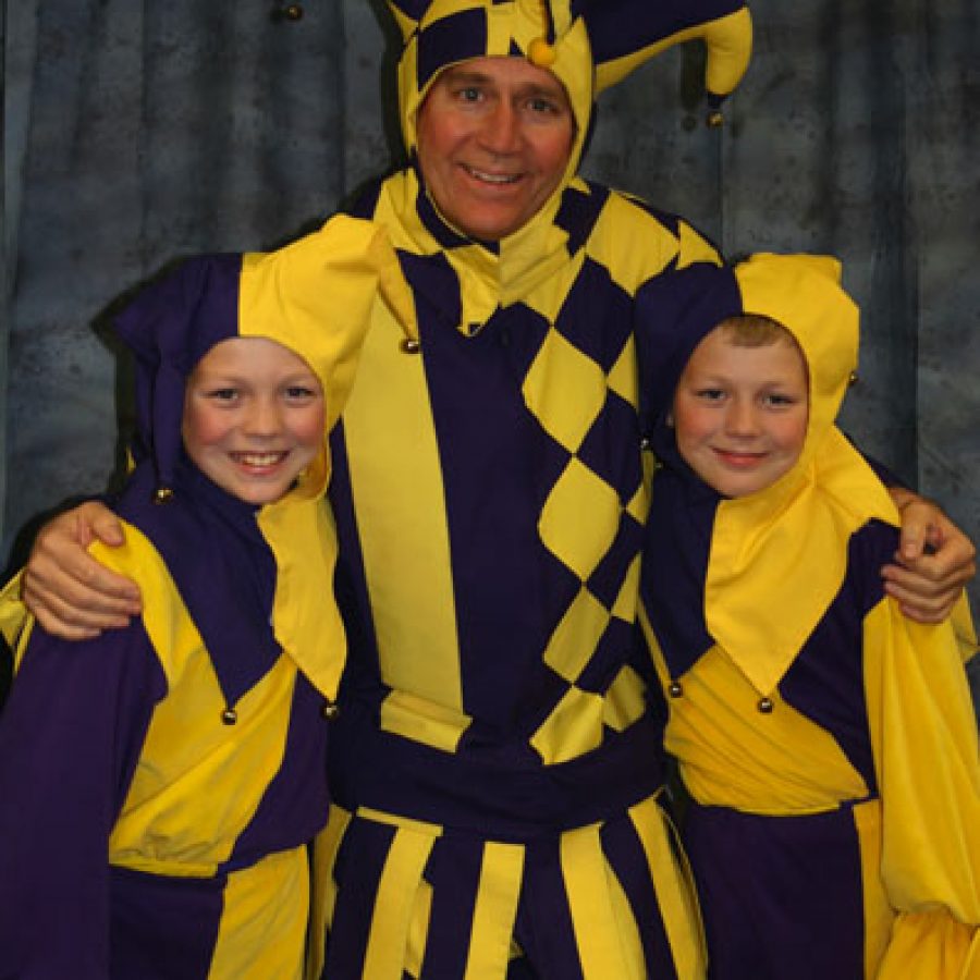 Jester Rick Goodman is pictured with junior jesters Ryan and Trent Teegardin.