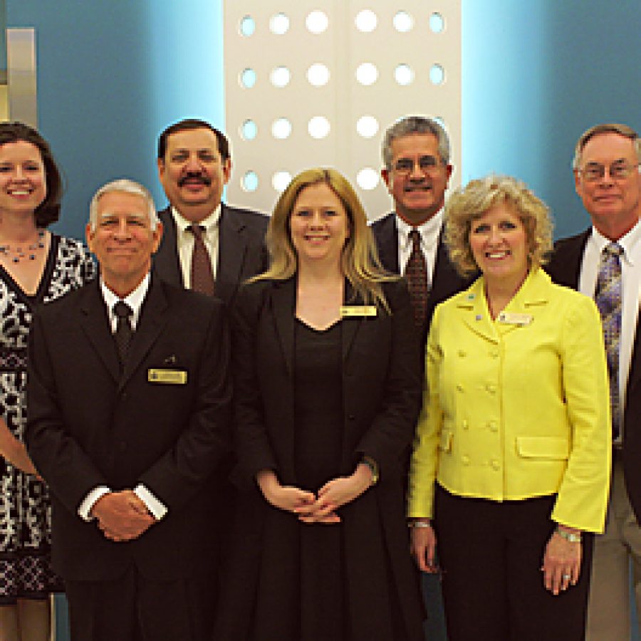 Lindbergh Schools Board of Education includes, back row from left, Vicki Englund; Mark Rudoff; Ken Fey; President Vic Lenz and, front row from left, Secretary Don Bee; Treasurer Kara Gotsch and Vice President Kathleen Kienstra.