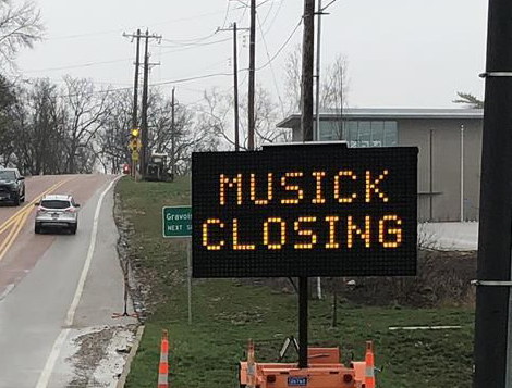 The Gravois-Musick intersection, with the Grants View Library on the right.