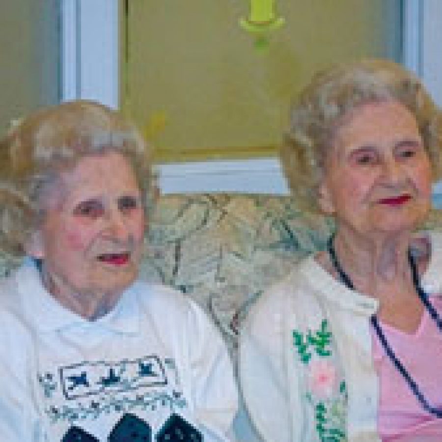 Twins Angie, left, and Rose Mantia, residents of Bethesda Southgate in Oakville, will celebrate their 96th birthday Friday.

Alyson E. Raletz photo
 